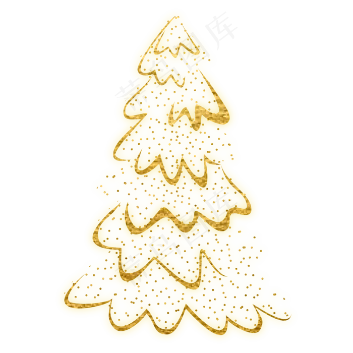 金色圣诞节圣诞树,免抠元素