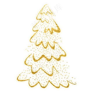 金色圣诞节圣诞树,免抠元素