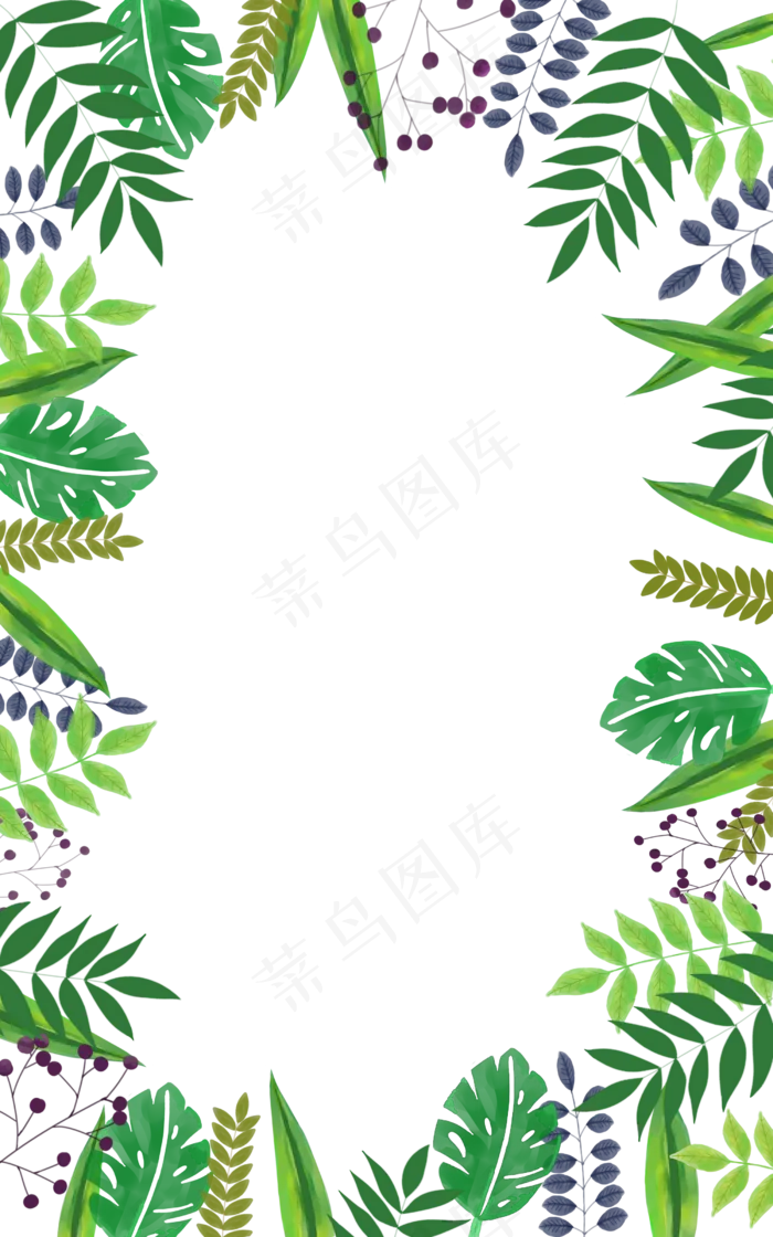 夏日装饰边框绿叶(2500X4000(DPI:300))psd模版下载