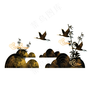 中国风描金烫金山水