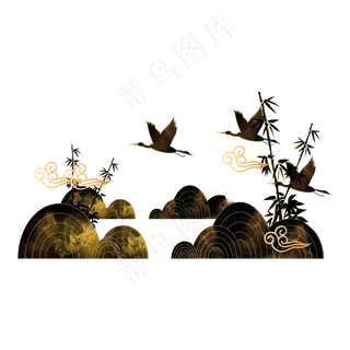 中国风描金烫金山水