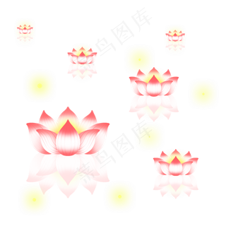 中元节一排荷花灯,免抠元素
