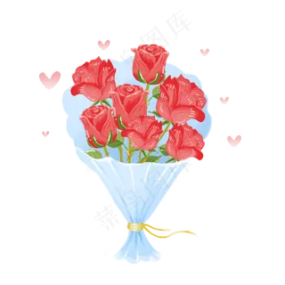 花手绘情人节浪漫玫瑰花束植物花