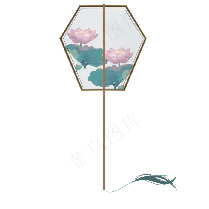 古风荷花莲花扇子(2000*2000px 300 dpi )psd模版下载