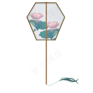 古风荷花莲花扇子