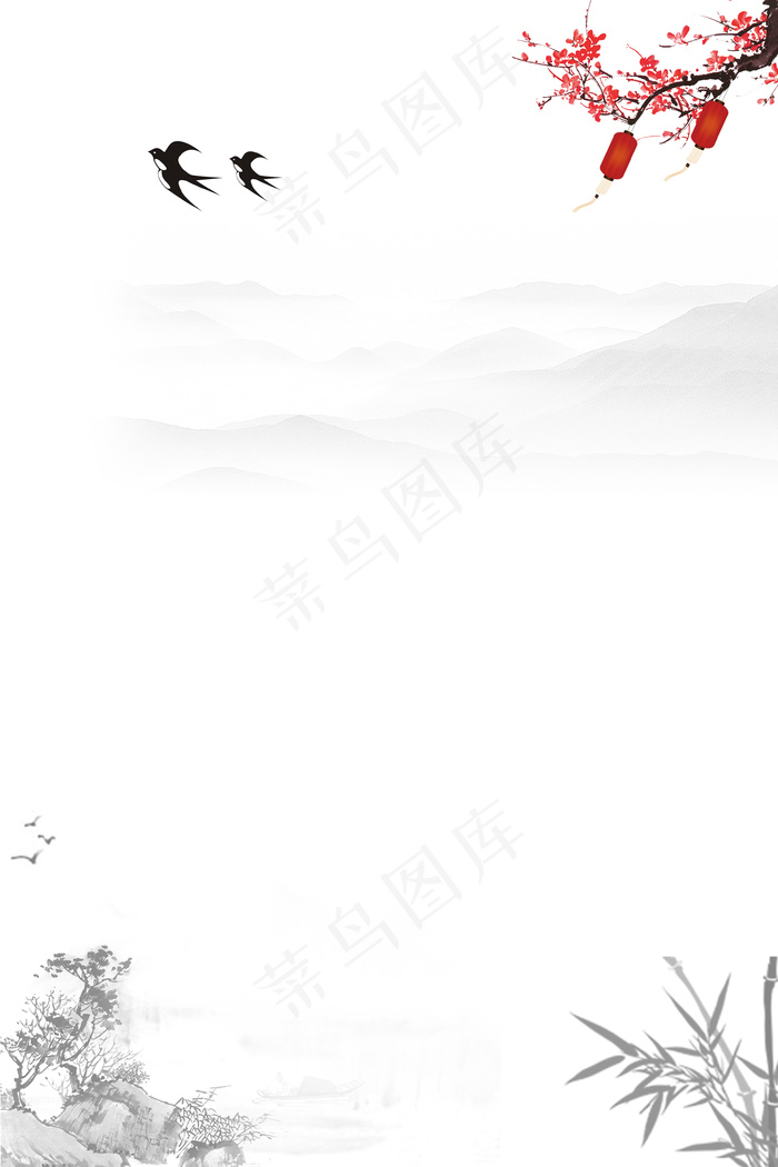 淡雅古风水墨海报背景