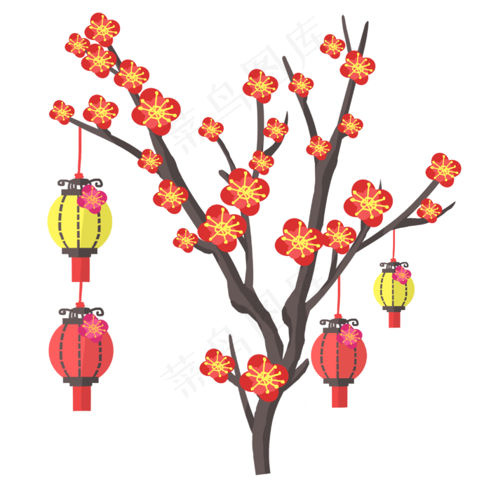 中国风灯笼装饰,免抠元素(3000X3000(DPI:300))psd模版下载