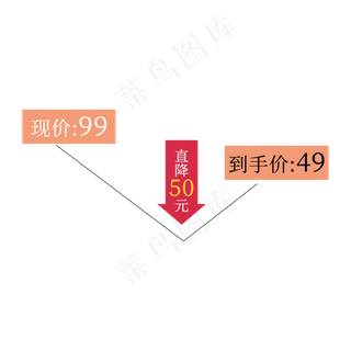直降标签  电商标签 红色醒目标签 折后标签