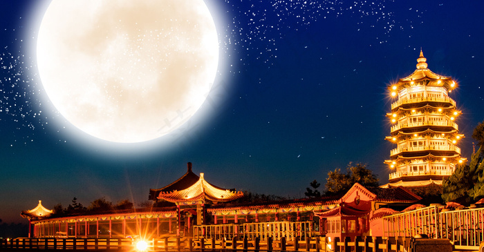 中式中秋佳节合成背景