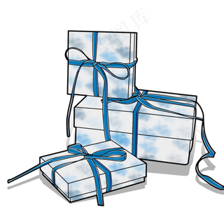 蓝色彩云礼物礼品盒盒子520情