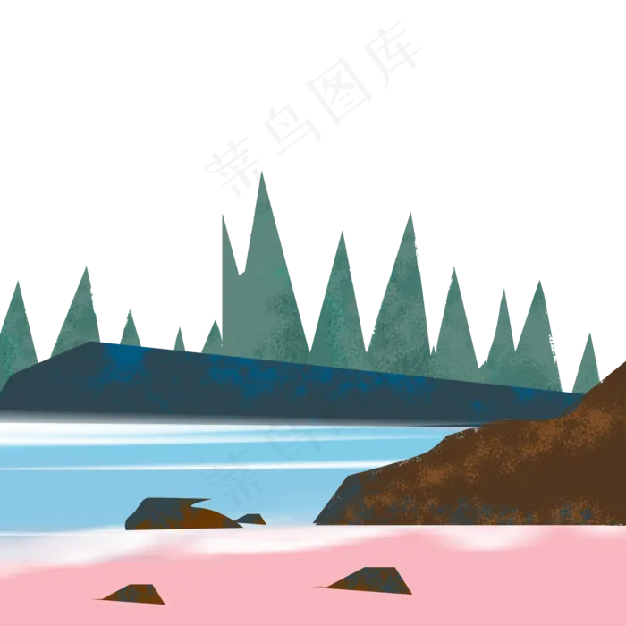 卡通手绘山水树木免抠图(2000X2000(DPI:300))psd模版下载