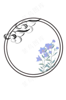 古风复古鎏金花卉椭圆蓝色花