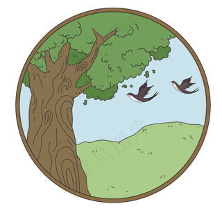 春节新春燕子装饰手绘图案,免抠元素