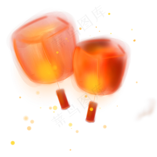 古风红色孔明灯,免抠元素