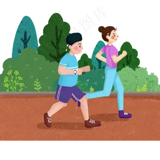 卡通手绘运动健身人物,免抠元素