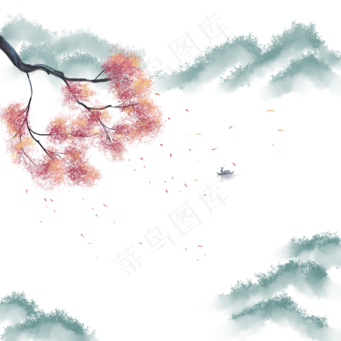 中国风水墨山水(3000X3000(DPI:300))psd模版下载