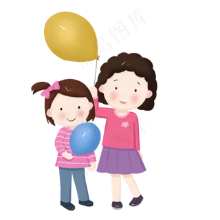 六一儿童节妈妈带着女儿带着气球 六一儿童节妈妈带着女儿带着气球