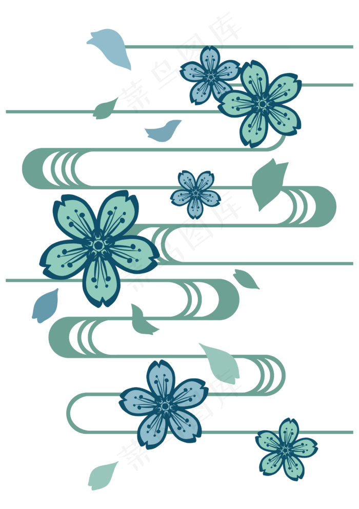 日本浮世绘樱花云纹,免抠元素