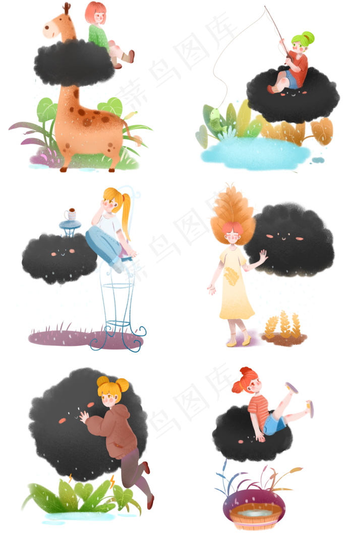 谷雨节气合集插画