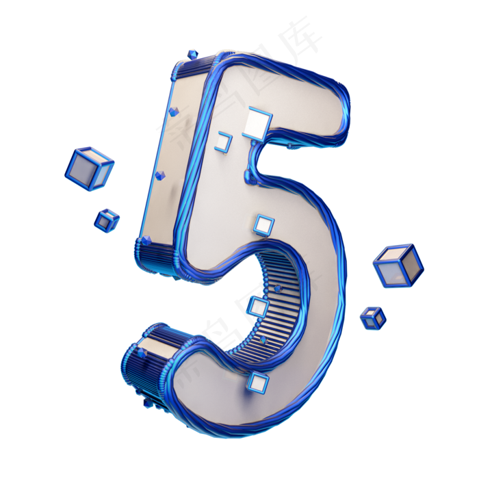 科技蓝倒计时数字5可商用