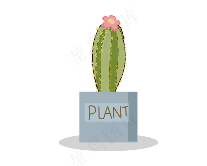 手绘植物盆栽仙人掌,免抠元素(2000*1600px 300 dpi )psd模版下载