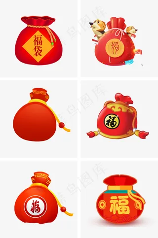 通用节日红色卡通风活动促销福袋,免抠元素