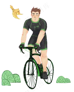 骑车健身的小男孩