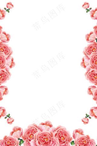 国色牡丹富贵花朵边框装饰花环,免抠元素