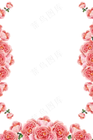 国色牡丹富贵花朵边框装饰花环,免抠元素