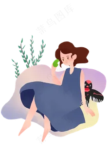 清明吃青团的女孩