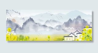 婺源油菜花大气大山中国风banner