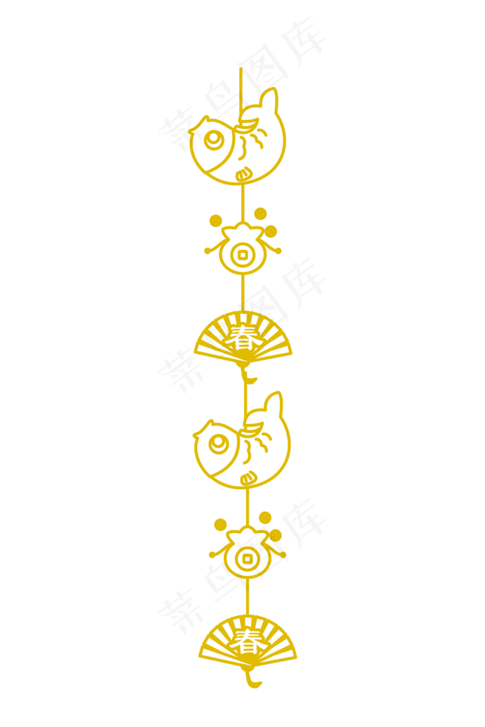春节年年有鱼挂饰,免抠元素(3000X2000(DPI:300))ai矢量模版下载