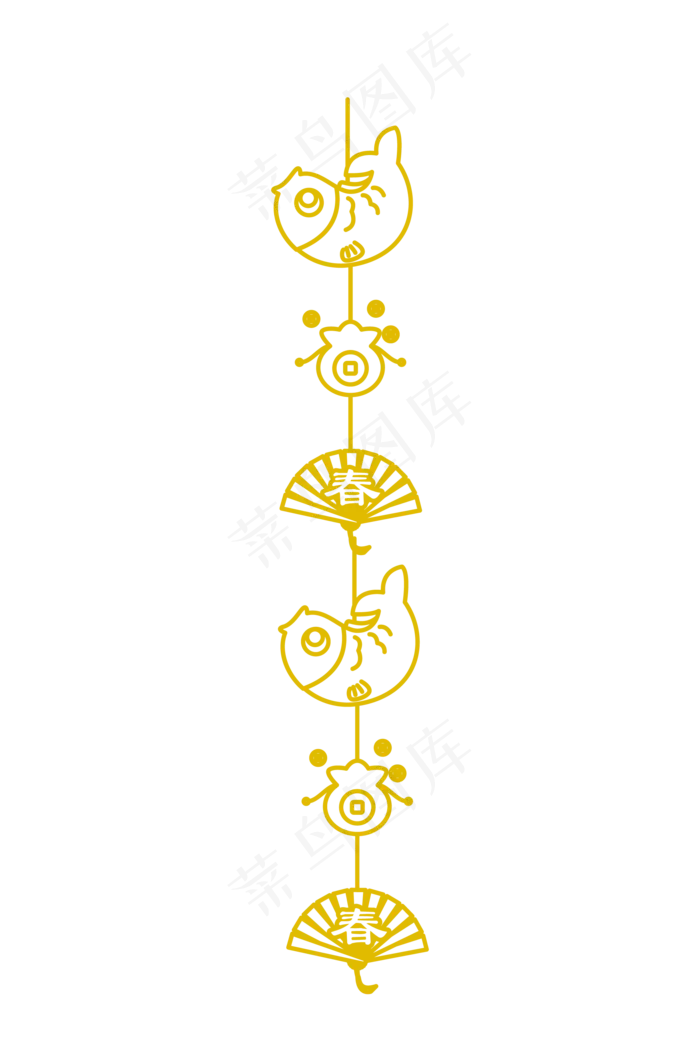 春节年年有鱼挂饰,免抠元素(3000X2000(DPI:300))ai矢量模版下载