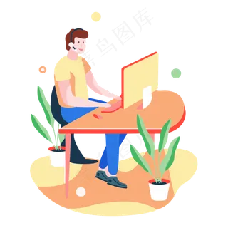 客服办公场景矢量免扣,免抠元素