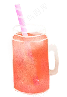 手绘卡通西瓜汁免扣元素