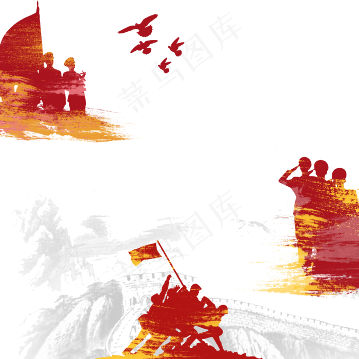建军节红色军人边框(2000X2000(DPI:300))psd模版下载