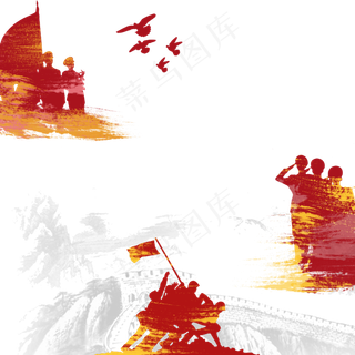 建军节红色军人边框