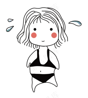 夏至流汗的小女孩png矢量图