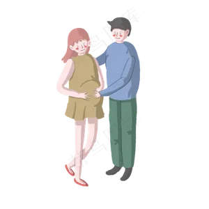 妇女节准爸爸陪同准妈妈PNG,免抠元素