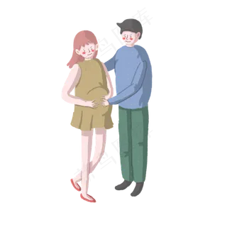 妇女节准爸爸陪同准妈妈PNG,免抠元素