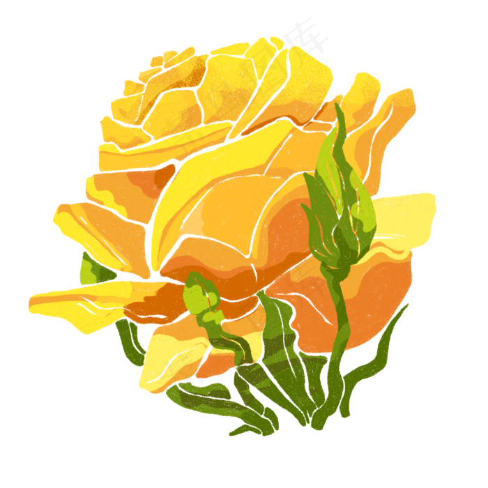 春天黄玫瑰娇艳明媚植物PNG