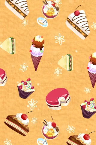 黄色系卡通手绘风美食蛋糕配图