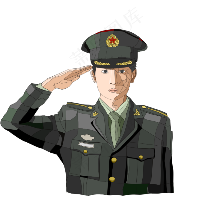 七一建党节军人敬礼人物