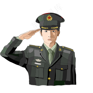 七一建党节军人敬礼人物