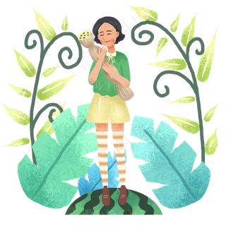 小暑站在西瓜上女孩