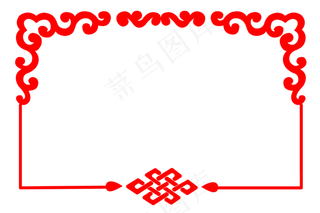 红色剪纸结边边框,免抠元素