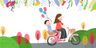 妇女节快乐亲子3.8母亲节装饰边框,免抠元素