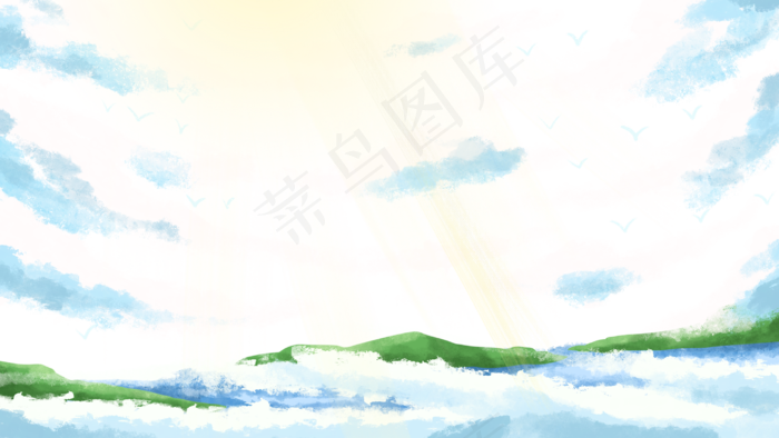 蓝天白云小岛(2880X1620(DPI:300))psd模版下载