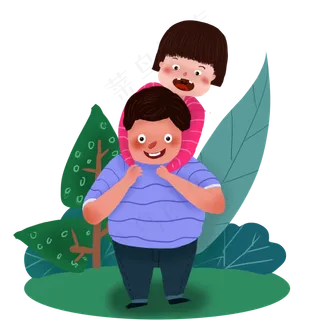 卡通平涂小孩父亲玩耍图PNG免抠 卡通平涂小孩父亲玩耍图PNG免抠