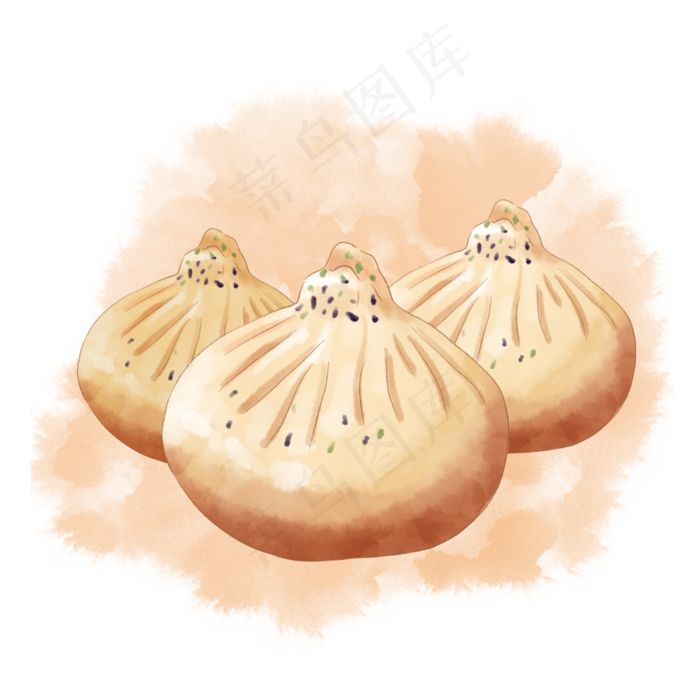 水彩美食生煎包下载(2000X2000(DPI:300))psd模版下载